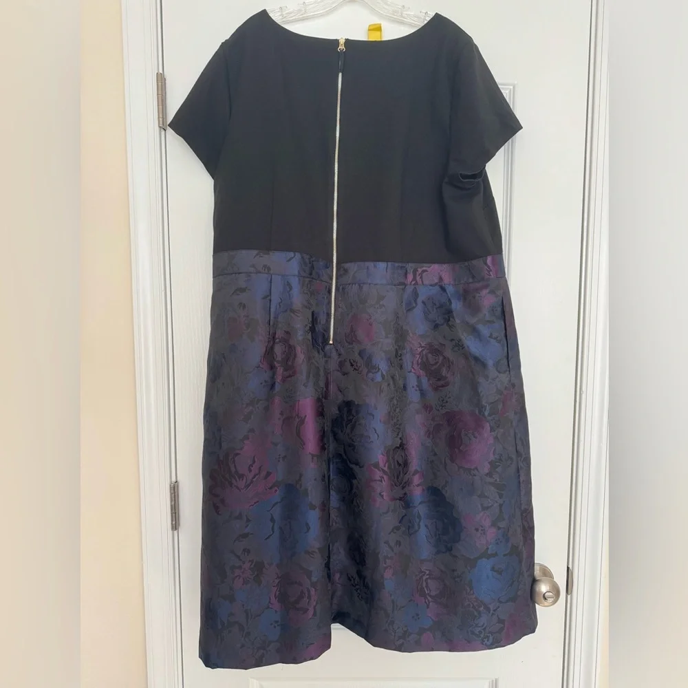 Talbots Ponte-blocked Rose Jacquard Dress - Size 20W - Picture 4 of 10